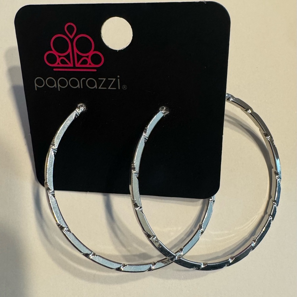 Paparazzi Textured Silver Hoop Earrings